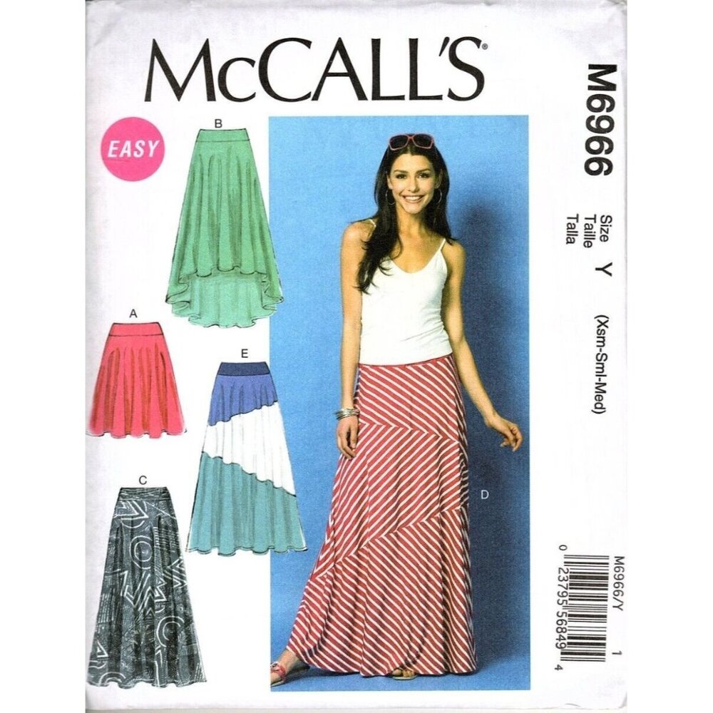 McCall's M6966 Misses XS to M Easy Knit Maxi Skirt Uncut Sewing Pattern New